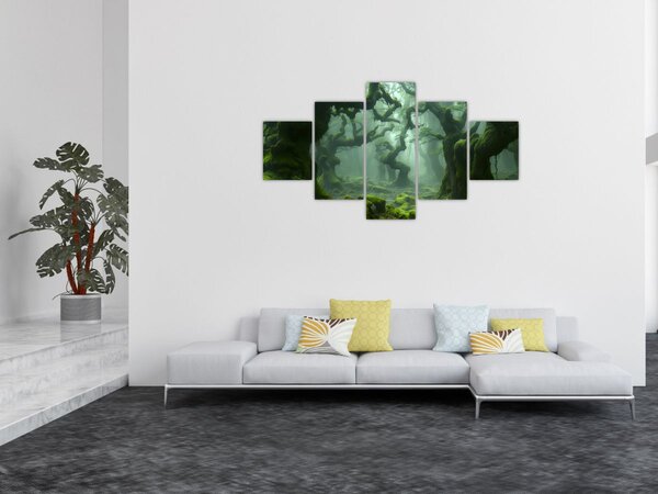 Obraz - Les prorostlý mechem (125x70 cm)