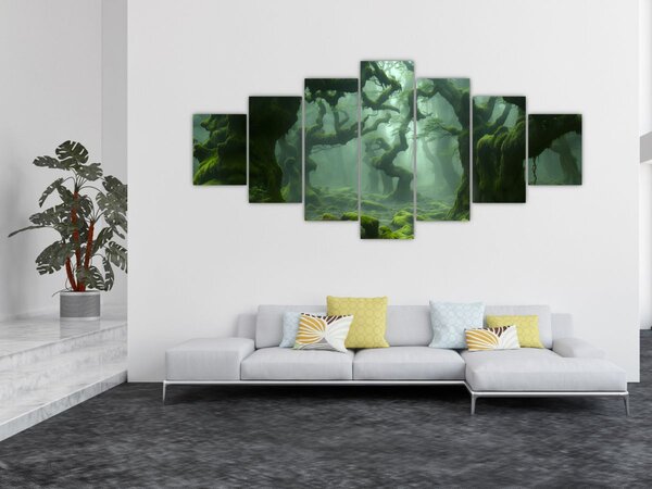 Obraz - Les prorostlý mechem (210x100 cm)