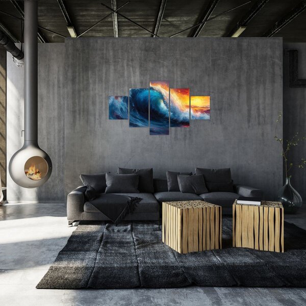 Obraz - Vlna v západu slunce (125x70 cm)