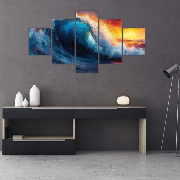 Obraz - Vlna v západu slunce (125x70 cm)