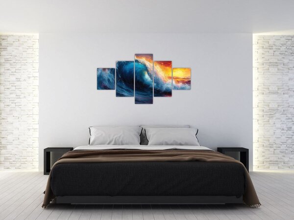 Obraz - Vlna v západu slunce (125x70 cm)