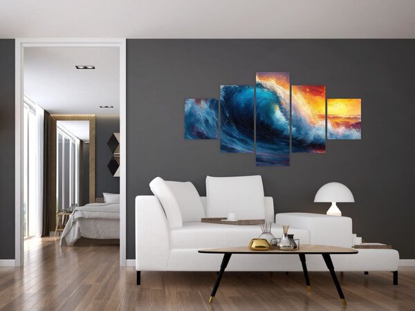 Obraz - Vlna v západu slunce (125x70 cm)