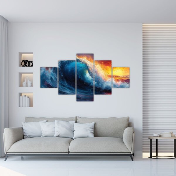 Obraz - Vlna v západu slunce (125x70 cm)