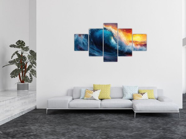 Obraz - Vlna v západu slunce (125x70 cm)