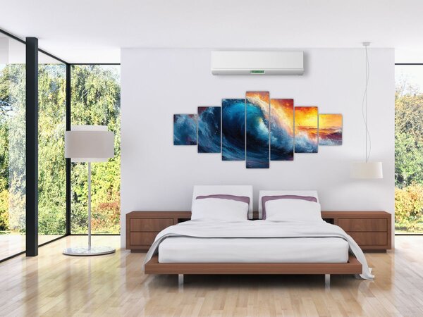 Obraz - Vlna v západu slunce (210x100 cm)