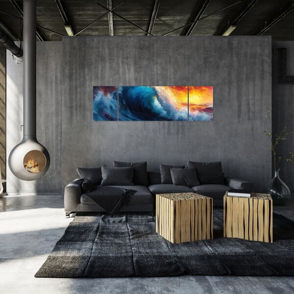 Obraz - Vlna v západu slunce (170x50 cm)