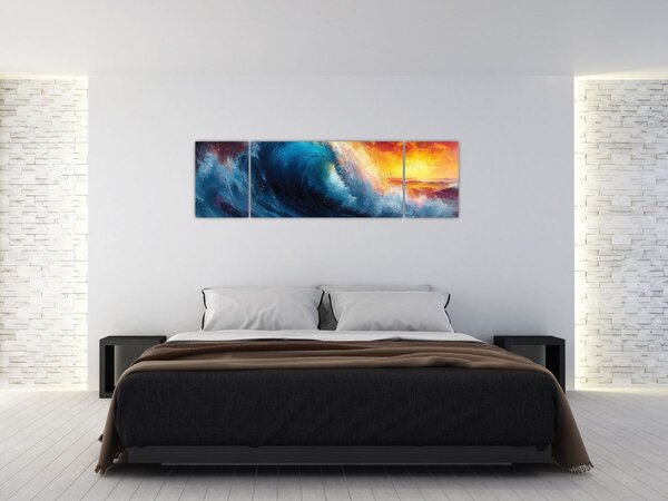 Obraz - Vlna v západu slunce (170x50 cm)