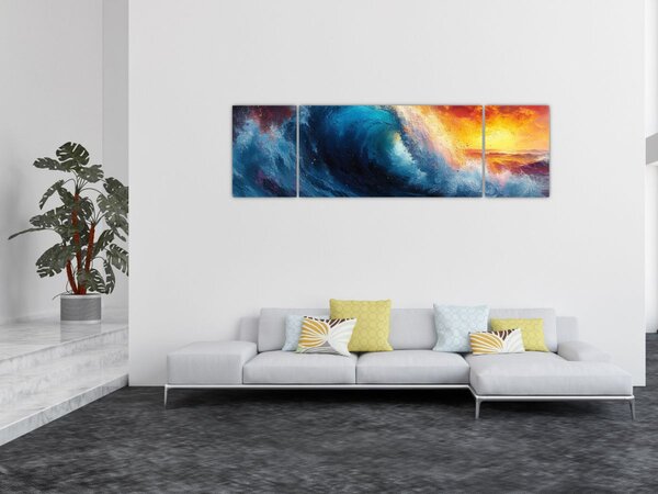 Obraz - Vlna v západu slunce (170x50 cm)