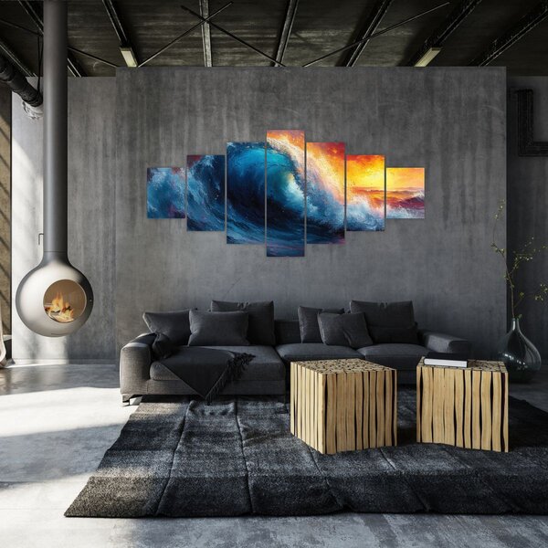 Obraz - Vlna v západu slunce (210x100 cm)