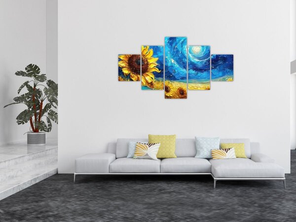 Obraz - Malba slunečnic (125x70 cm)