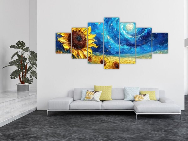 Obraz - Malba slunečnic (210x100 cm)