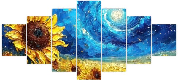 Obraz - Malba slunečnic (210x100 cm)