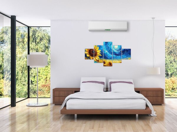 Obraz - Malba slunečnic (125x70 cm)