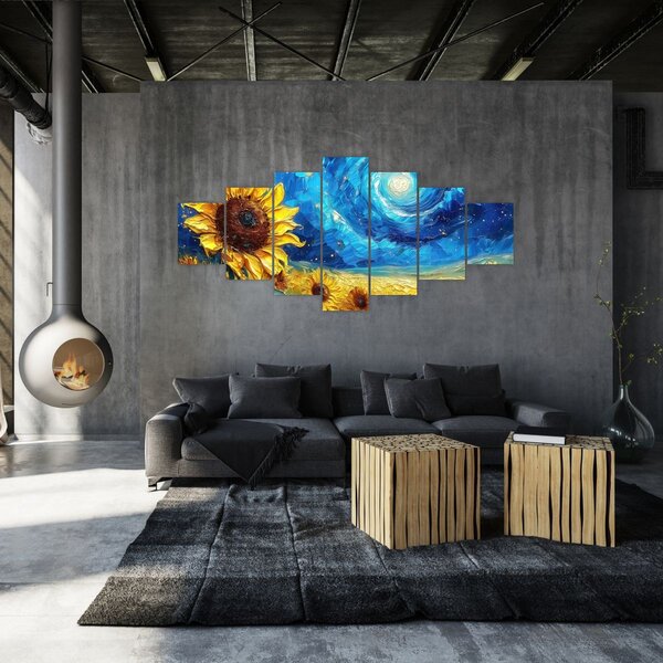 Obraz - Malba slunečnic (210x100 cm)
