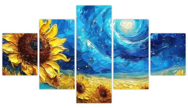 Obraz - Malba slunečnic (125x70 cm)