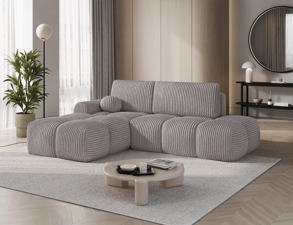 Designová rohová sedací souprava NIMUE - světle šedá, levý roh