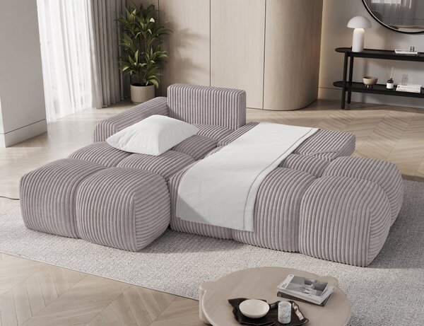 Designová rohová sedací souprava NIMUE - světle šedá, levý roh