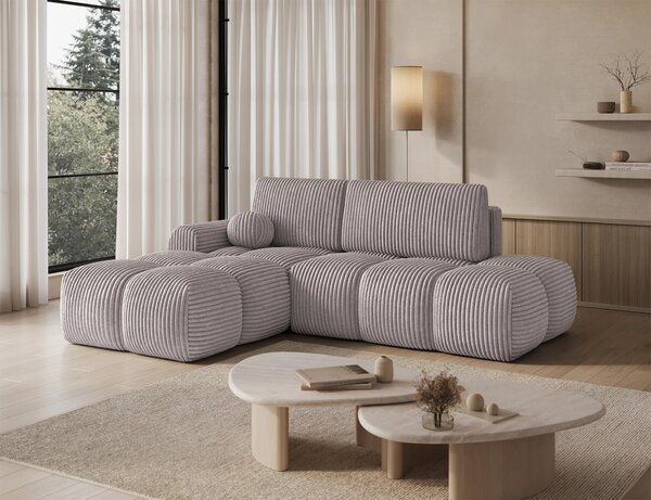 Designová rohová sedací souprava NIMUE - světle šedá, levý roh