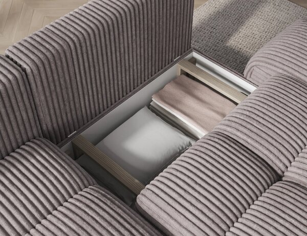 Designová rohová sedací souprava NIMUE - světle šedá, levý roh