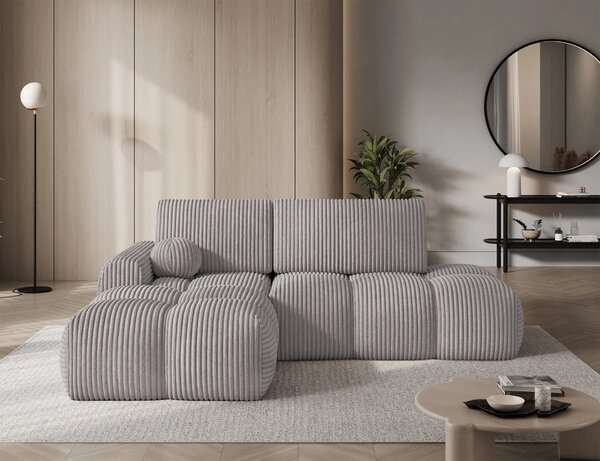 Designová rohová sedací souprava NIMUE - světle šedá, levý roh