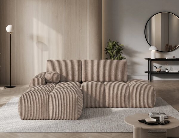 Designová rohová sedací souprava NIMUE - tmavě béžová, levý roh