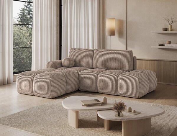 Designová rohová sedací souprava NIMUE - tmavě béžová, levý roh