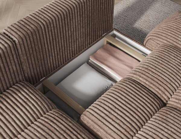Designová rohová sedací souprava NIMUE - tmavě béžová, levý roh