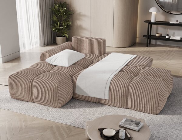 Designová rohová sedací souprava NIMUE - tmavě béžová, levý roh