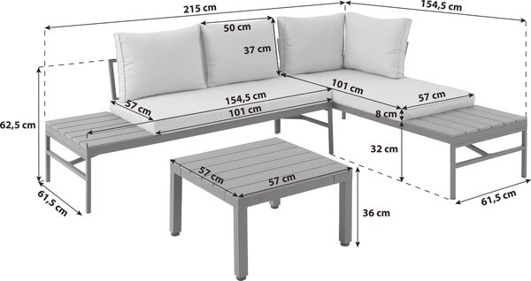 TERASOVÁ SEDACÍ SOUPRAVA kov, plast, textil Luca Bessoni - Online Only zahradní nábytek, Online Only
