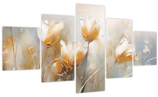 Obraz - Malba tulipánů (125x70 cm)