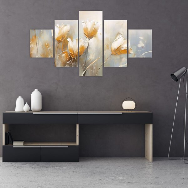 Obraz - Malba tulipánů (125x70 cm)