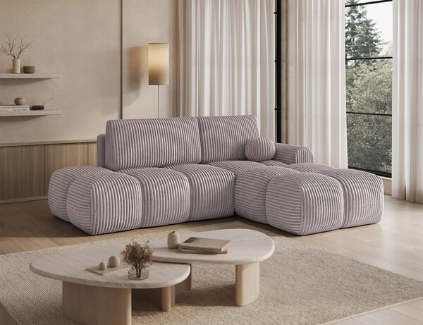 Designová rohová sedací souprava NIMUE - světle šedá, pravý roh