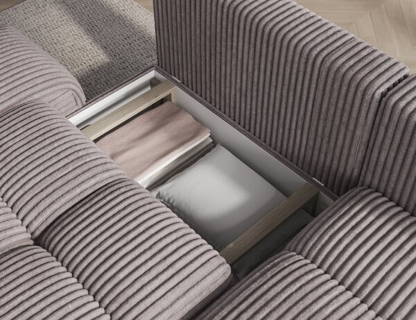 Designová rohová sedací souprava NIMUE - světle šedá, pravý roh