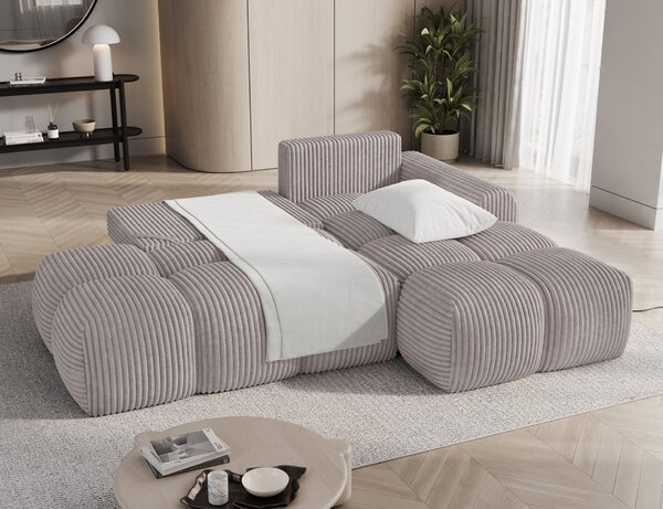 Designová rohová sedací souprava NIMUE - světle šedá, pravý roh