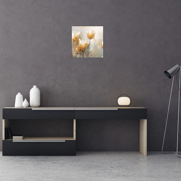 Obraz - Malba tulipánů (30x30 cm)