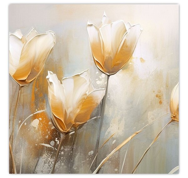Obraz - Malba tulipánů (30x30 cm)