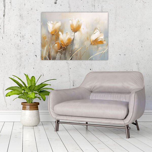 Obraz - Malba tulipánů (70x50 cm)