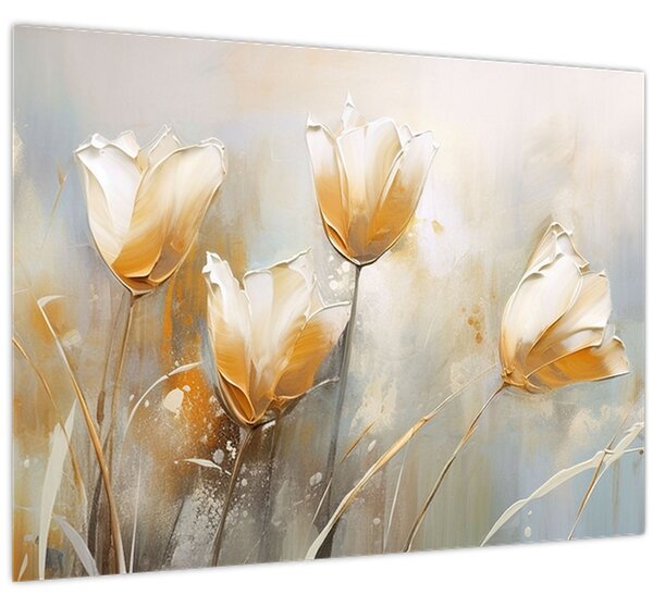 Obraz - Malba tulipánů (70x50 cm)
