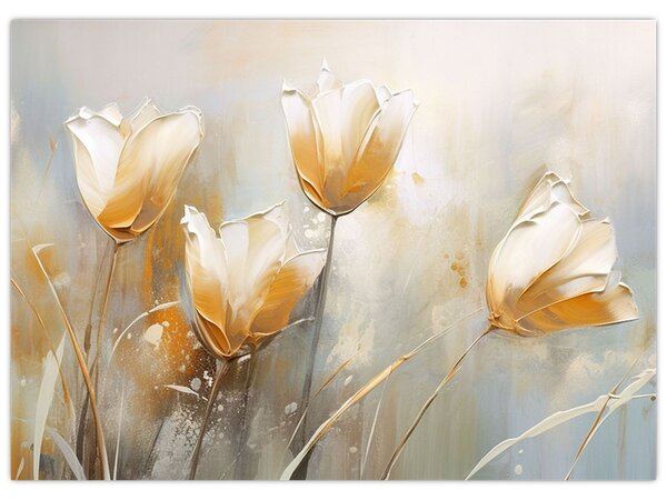 Obraz - Malba tulipánů (70x50 cm)