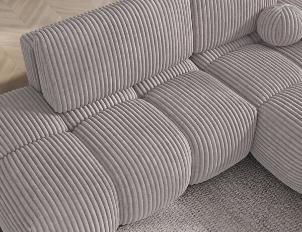 Designová rohová sedací souprava NIMUE - světle šedá, pravý roh