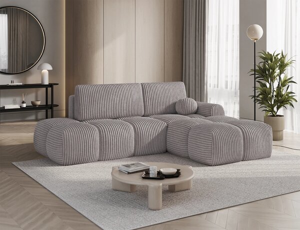 Designová rohová sedací souprava NIMUE - světle šedá, pravý roh