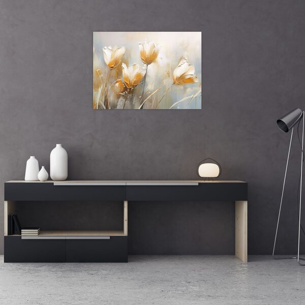 Obraz - Malba tulipánů (70x50 cm)