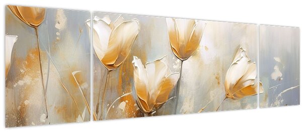 Obraz - Malba tulipánů (170x50 cm)