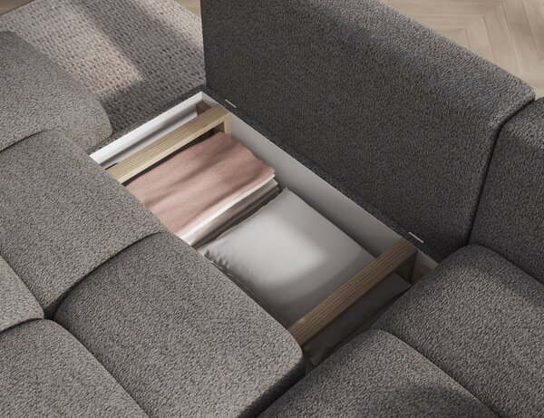 Designová rohová sedací souprava NIMUE - šedá, pravý roh
