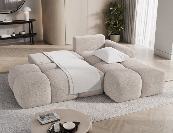 Designová rohová sedací souprava NIMUE - světle béžová, pravý roh