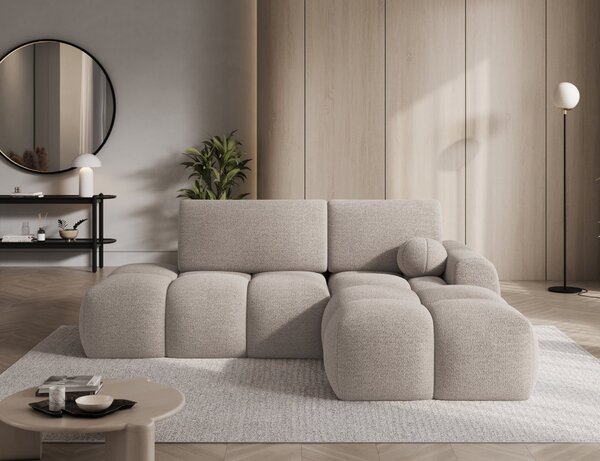Designová rohová sedací souprava NIMUE - světle béžová, pravý roh