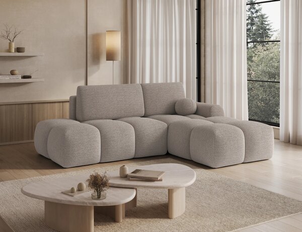 Designová rohová sedací souprava NIMUE - světle béžová, pravý roh