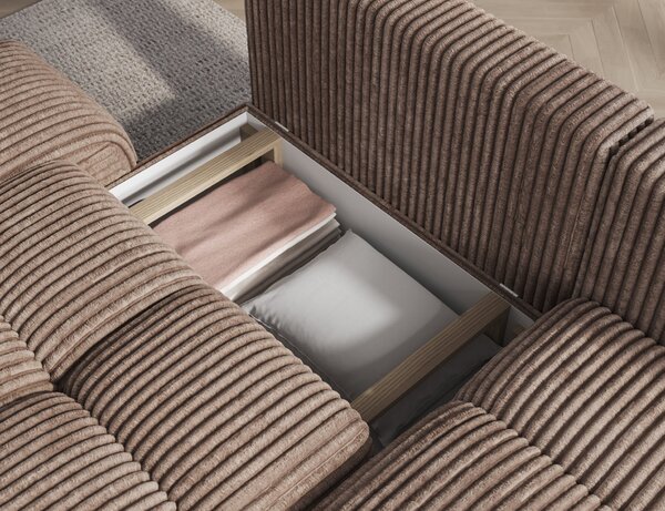 Designová rohová sedací souprava NIMUE - tmavě béžová, pravý roh