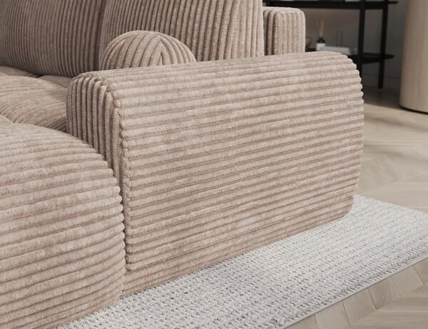 Designová rohová sedací souprava NIMUE - tmavě béžová, pravý roh