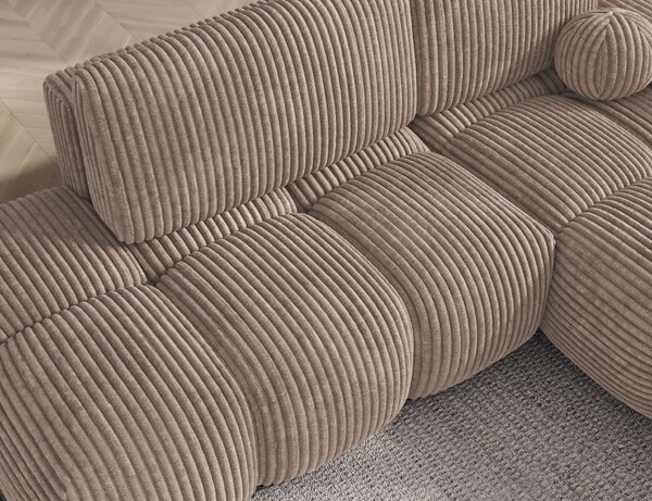 Designová rohová sedací souprava NIMUE - tmavě béžová, pravý roh